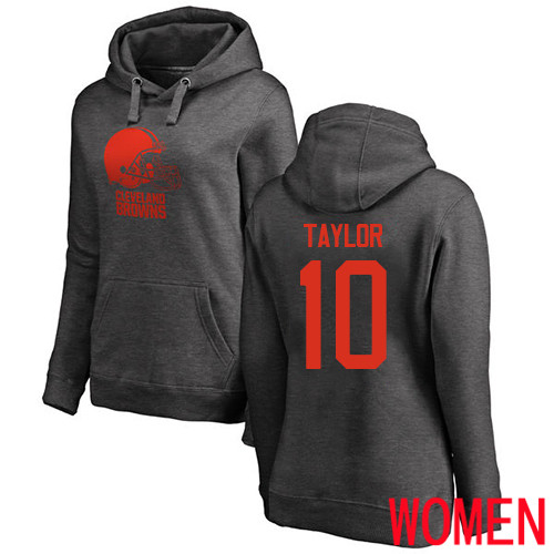 Cleveland Browns Taywan Taylor Women Ash Jersey #10 NFL Football One Color Pullover Hoodie Sweatshirt